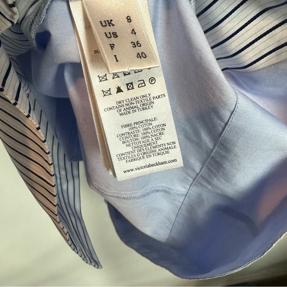 Victoria Beckam Tie Waist Shirt dress in Stripe Blue 4 - Picture 5 of 7